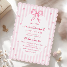 Kleine Süße Rosa Schleife Baby Shower Einladung