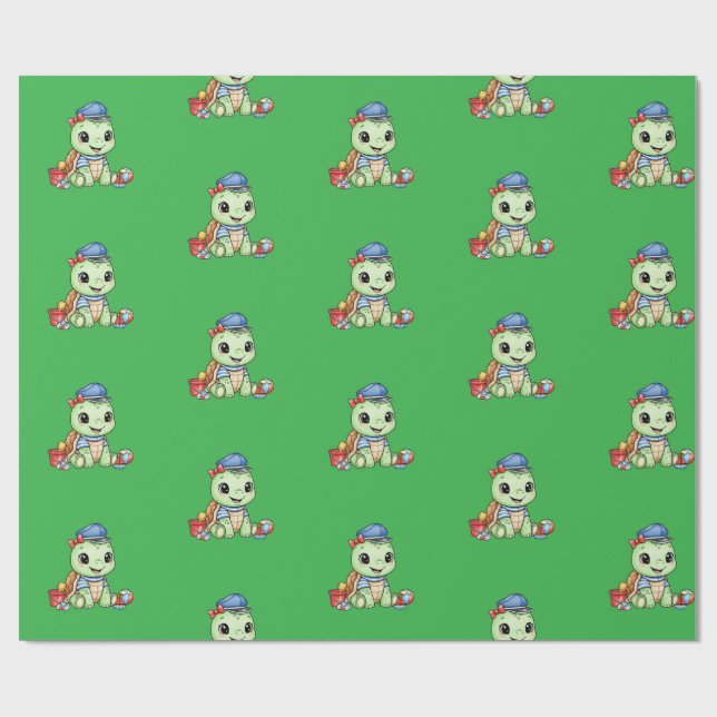 Kleine süße Schildkröte Geschenkpapier (Flach)