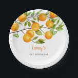 Kleine Süsse Sommer Geburtstagsparty Pappteller<br><div class="desc">Kleine Süsse Thema Kinder Geburtstagsparty Papier Platte mit Aquarellbild Orangenfrüchte auf einem Baumarm. Ideal für ein Party im Sommer.</div>