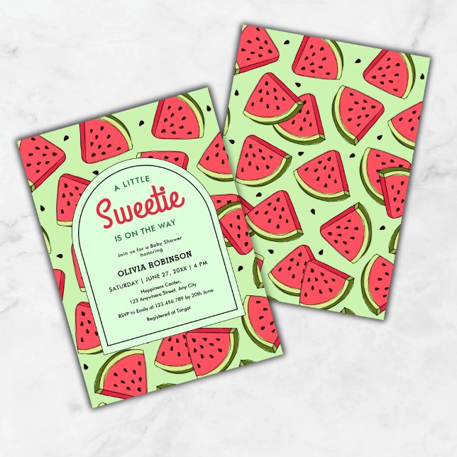 Kleine süße Sommer-Wassermelone-Babydusche Einladung (A Little Sweetie is on the Way Summer Watermelon Baby Shower Invitation  )