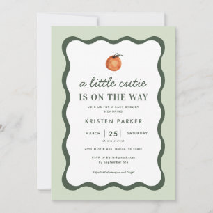 Kleine Süsse Squiggle Mandarine Baby Dusche Invita Einladung