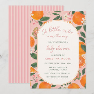 Kleine Süße Tangerine Florale Babyparty Einladung