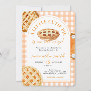 Kleine Süße Torte Gingham-Baby-Party Einladung