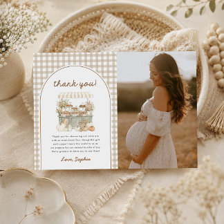 Kleine Süße Torte Herbst-Baby-Party-Foto Dankeskarte