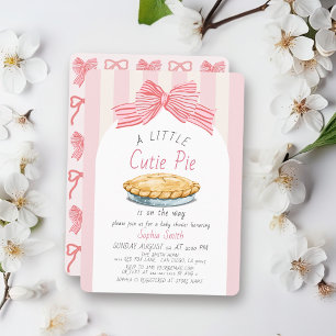 Kleine Süße Torte Rosa Schleife Mädchen Baby Showe Einladung