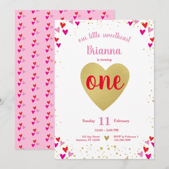 Kleine Süße Valentine Herz Erstgeburt Einladung (Vorne/Hinten)