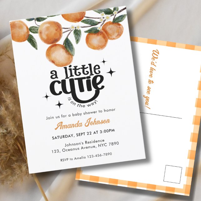 Kleine Süsse Wasserfarbe Citrus Orange Babydusche Postkarte (Von Creator hochgeladen)
