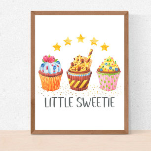 Kleine Süße Wasserfarbe-Cupcakes Kinderzimmer Kids Poster