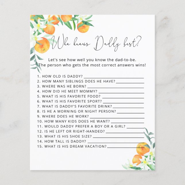 Kleine Süsse Wer DADDY am besten kennt (Vorderseite)