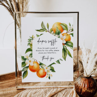 Kleine Süsse Windeln Raffle Sign Citrus Baby Dusch Poster