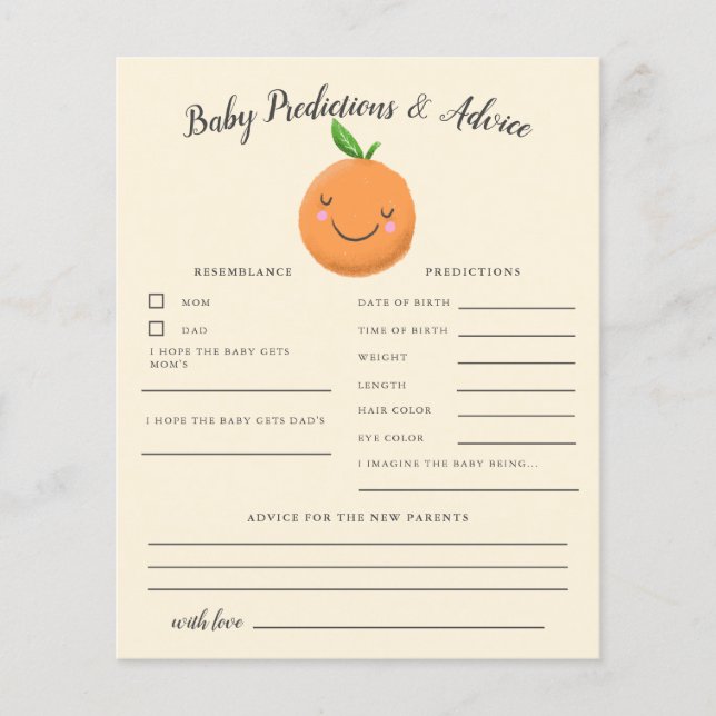 Kleine Süsse Yellow Baby Predictions & Advice Card (Vorderseite)