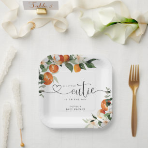 Kleine Süsse Zitrusfrüchte Babydusche Pappteller