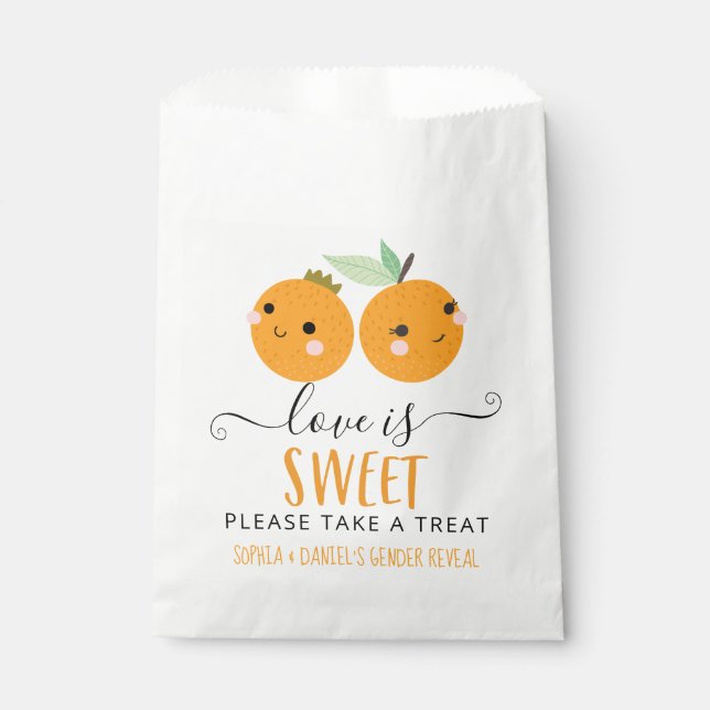 Kleine Süsse Zitrusfrüchte Liebe ist Sweet Favorit Geschenktütchen (Vorderseite)