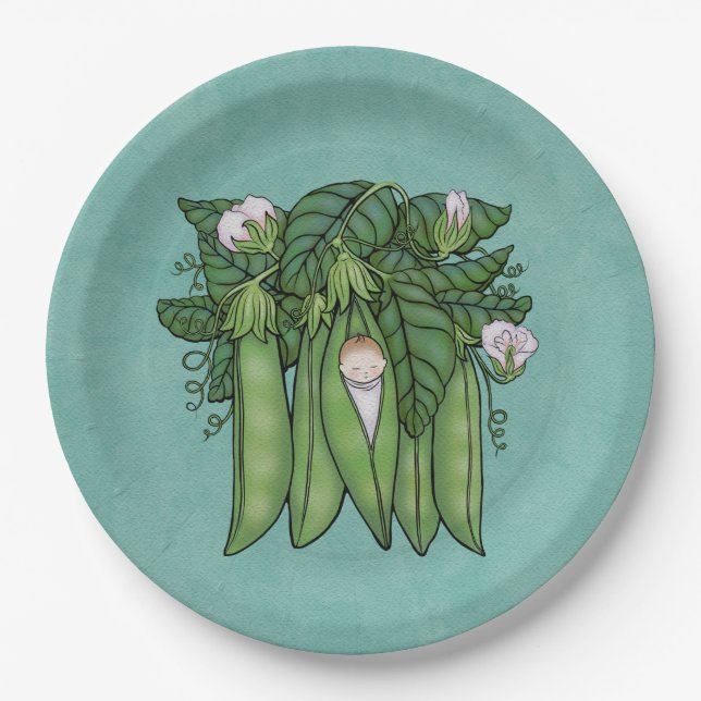 Kleine Sweet Pea Baby Dusche Pappteller (Vorderseite)