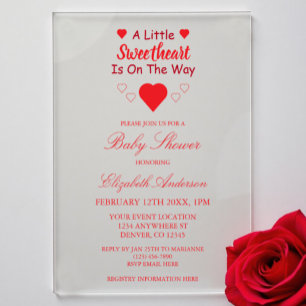 Kleine Sweetheart Baby Dusche Acryleinladungen