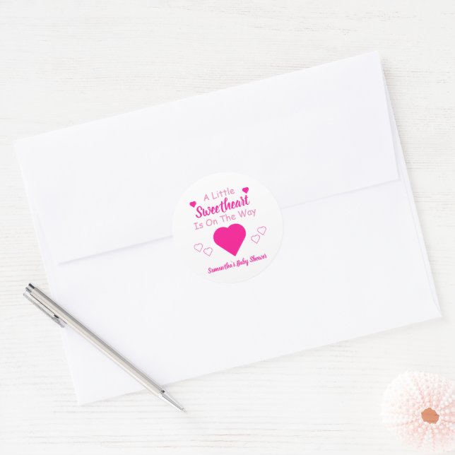Kleine Sweetheart Baby Dusche Runder Aufkleber (Umschlag)