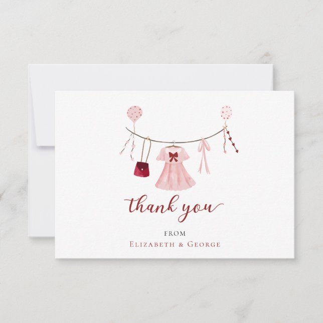 Kleine Sweetheart Baby Dusche Valentine Custom Dankeskarte (Vorderseite)