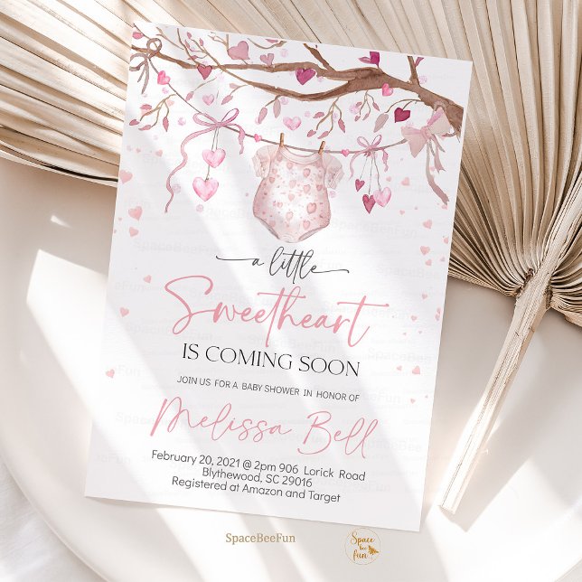 Kleine Sweetheart Baby Shower Invasion, Valentin Einladung (baby shower invitation, valentine baby shower, little sweetheart baby shower, baby shower card, prin)