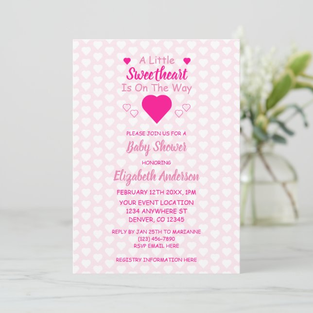 Kleine Sweetheart Babydusche Einladung (Stehend Vorderseite)