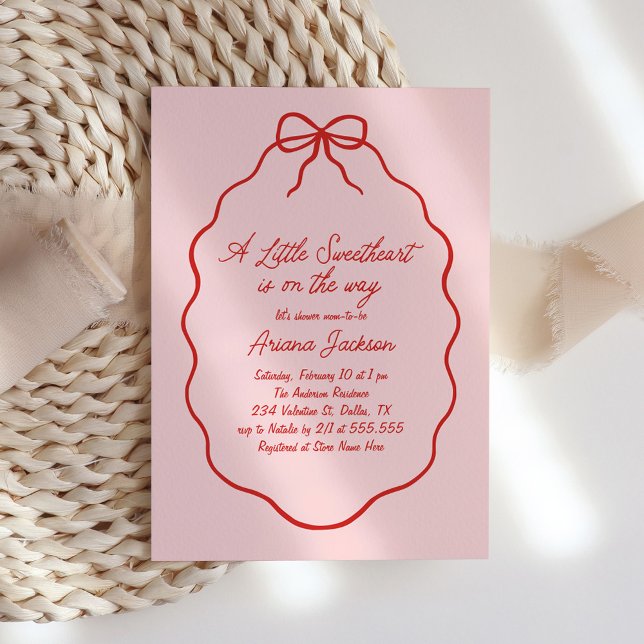 Kleine Sweetheart Hand Drawn Valentine Baby Dusche Einladung (Von Creator hochgeladen)