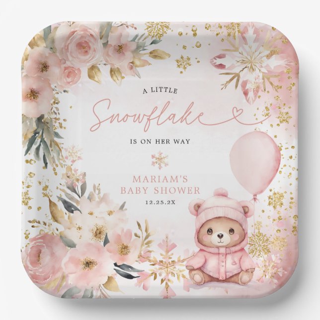 Kleine Sweetheart Pink Bläserbeere Babydusche Pappteller (Vorderseite)