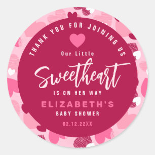 Kleine Sweetheart Pink Valentine's Baby Dusche Runder Aufkleber