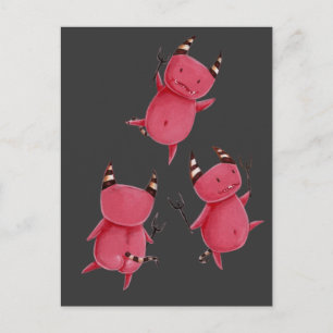 Kleine Teufel - Teufel tanzen Kunst Postkarte