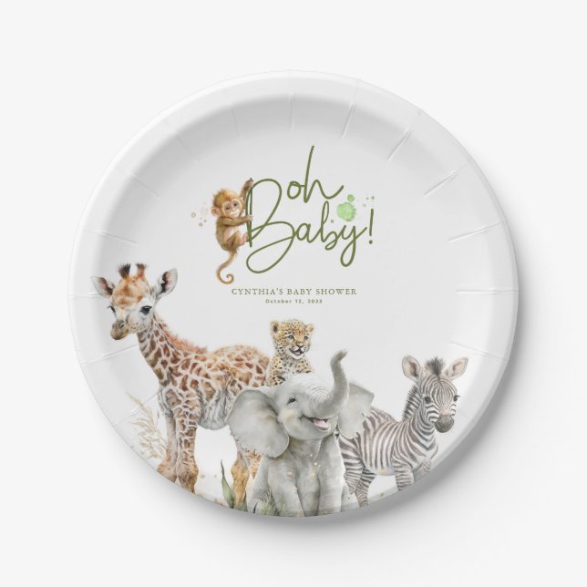 Kleine Tiere Jungle Safari Baby Dusche Brown Pappteller (Vorderseite)