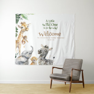 Kleine Tiere Safari Jungle Baby Dusche Willkommen Wandteppich