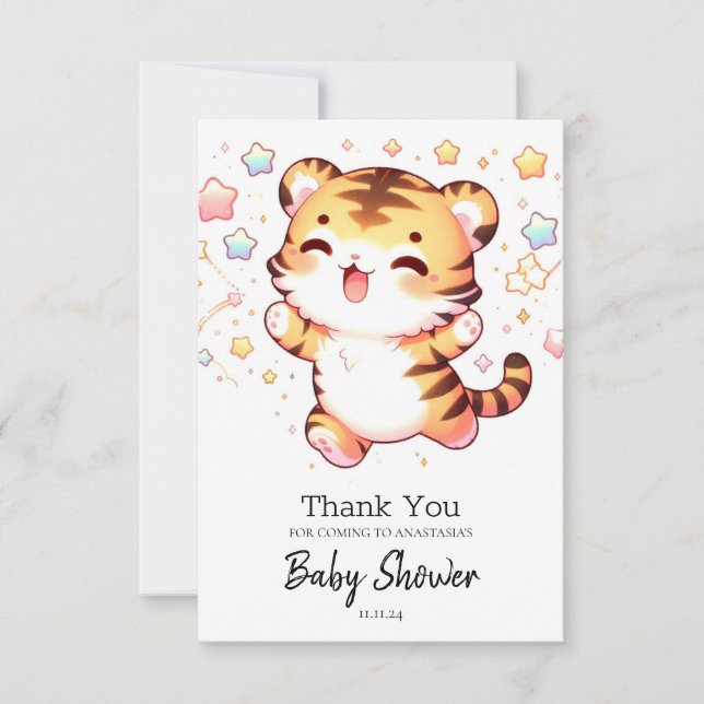 Kleine Tiger Baby Dusche Dankeskarte (Vorderseite)