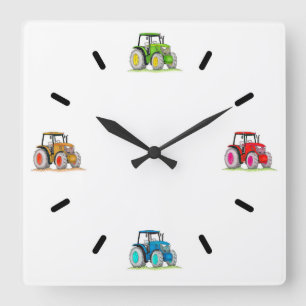 Kleine Traktoren, weiße Acrylwand Quadratische Wanduhr