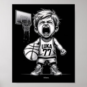 Kleine Träne Luka beim Weinen mit dem Reifen Poster