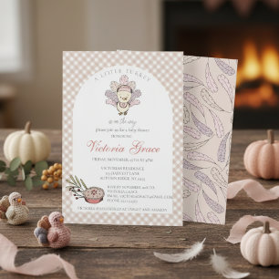 Kleine Truthahn Herbst Mädchen Baby Shower Einladung
