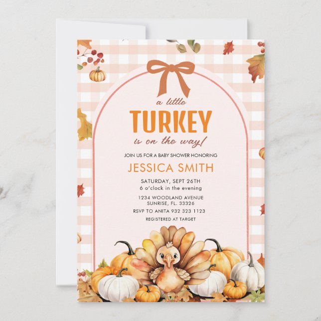Kleine Türkei Herbst Herbst Pumpkin Baby Dusche Einladung (Vorderseite)