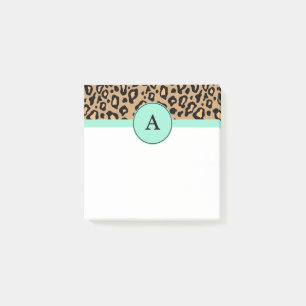 Kleine Türkis Leopard Monogramm Post It Notizen