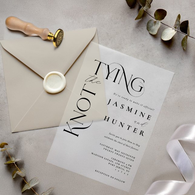 Kleine und moderne Hochzeiten (Tying the Knot Minimal Modern Elegant Wedding Vellum Invitations)