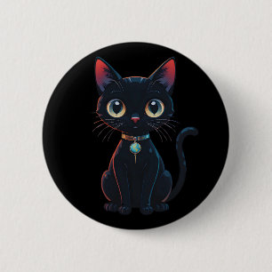 Kleine unheimliche schwarze Katze Button
