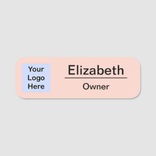 Kleine Unternehmen mit Markenbezeichnung Peach you Namensschild