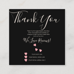 Kleine Unternehmen Vielen Dank Shop Review Hearts Quadratische Visitenkarte
