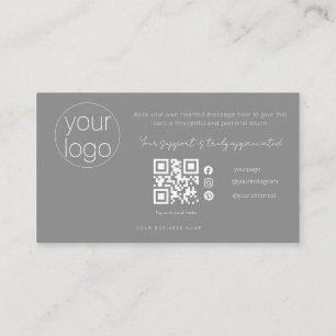 Kleine Unternehmens-Logo-Dankeschön-QR-Karte Grau Visitenkarte