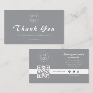 Kleine Unternehmens-Logo-Dankeschön-QR-Karte Grau Visitenkarte