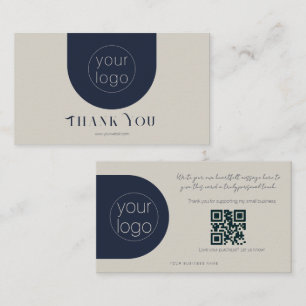 Kleine Unternehmens-Logo-Dankeschön-QR-Karte Navy Visitenkarte