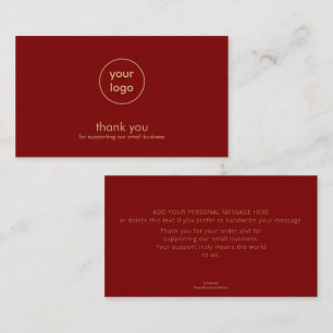 Kleine Unternehmens-Logo-Dankeskarten Burgund Gold Visitenkarte