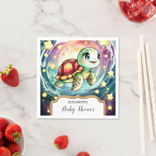 Kleine Unterwasser-Schildkrötendusche Serviette (Beispiel)