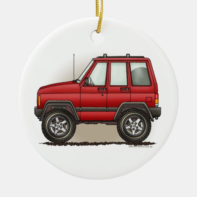 Kleine Vierrad-SUV-Auto-Verzierung Keramik Ornament (Vorne)