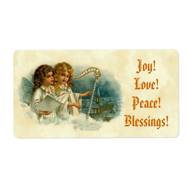 Kleine Vintage Engel und Harp Blessings Joy Liebe (Vorne)