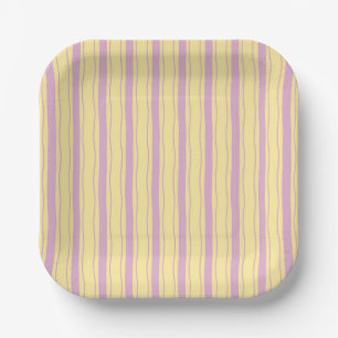 Kleine, violette und gelbe Streifen Pappteller
