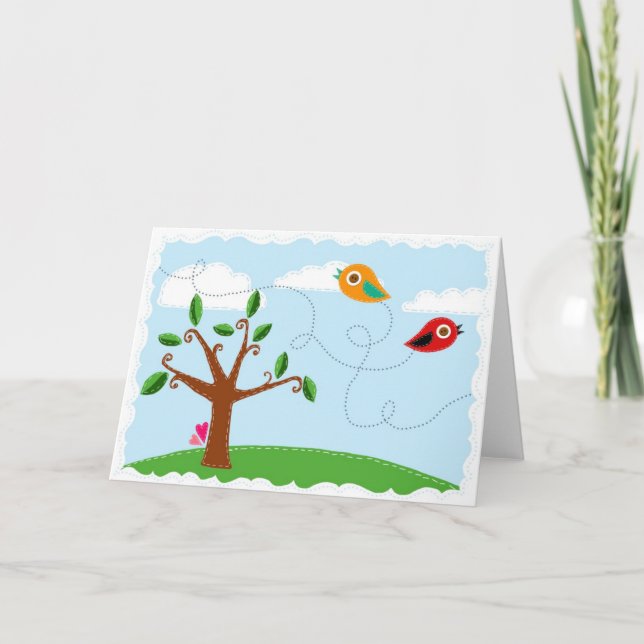 Kleine Vögel Dankeskarte (Vorderseite)