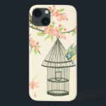 Kleine Vögel, die auf einem Zweig und auf einem Vo Case-Mate iPhone Hülle<br><div class="desc">Nancy Slocum's haben im Laufe der Jahre viele Vögel gemalt. Dieses Bild zeigt zwei kleine blaue und gelbe Vögel auf einem Ast,  umgeben von rosa Blume und sieht neugierig auf einen Vogelkäfig aus. Holen Sie sich dieses coole Stück zum Vogelgezwitscher auf Ihr Zazzle-Produkt.</div>