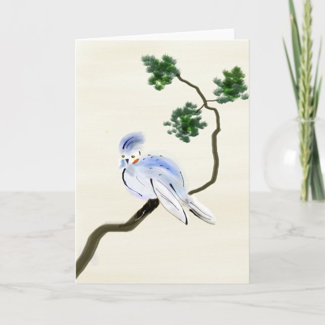 Kleine Vogel Sumi-e Gruß-Karte Karte (Vorderseite)